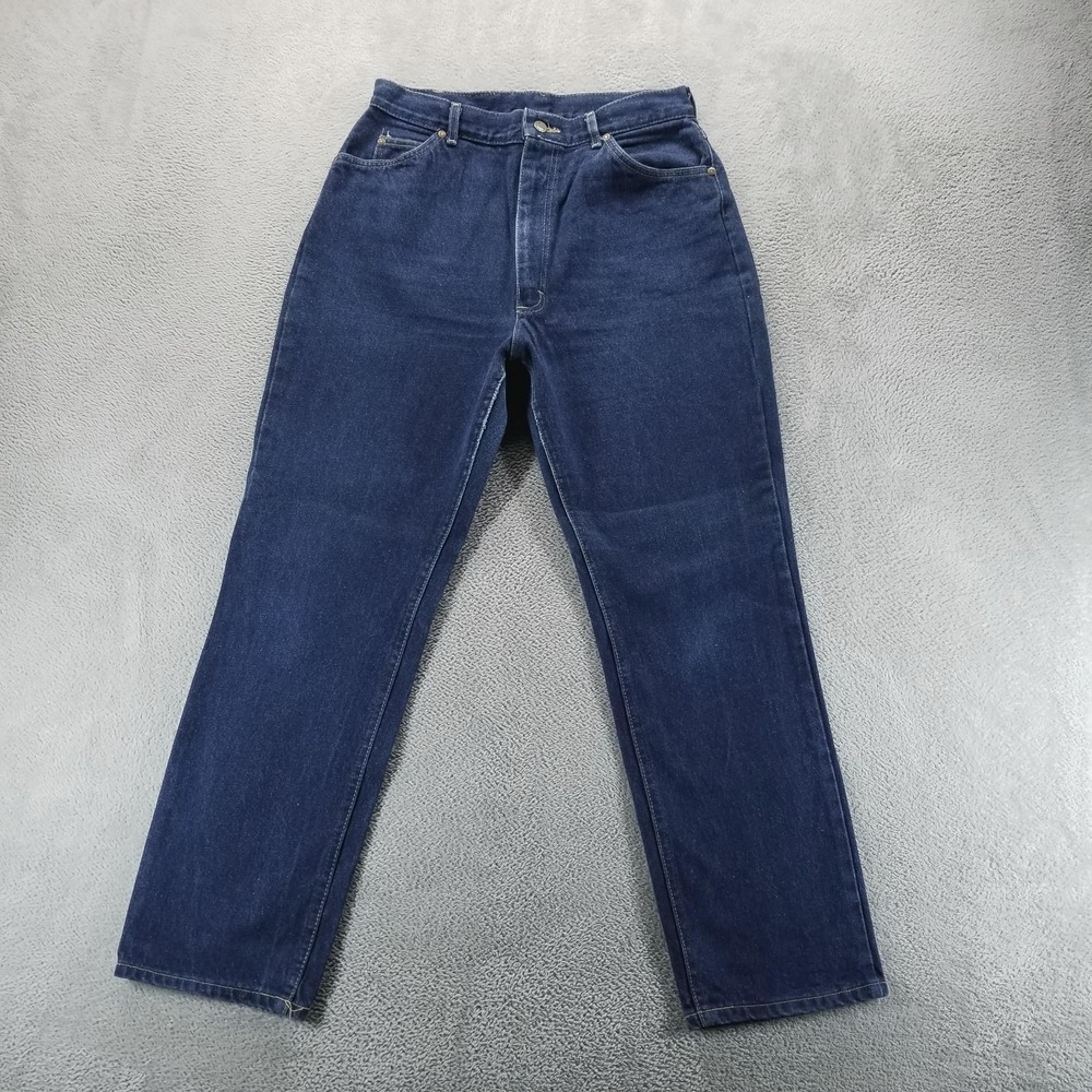 VTG Lee Jeans Womens 16P Blue Mom Tapered High Rise‎ Made In USA Union Made